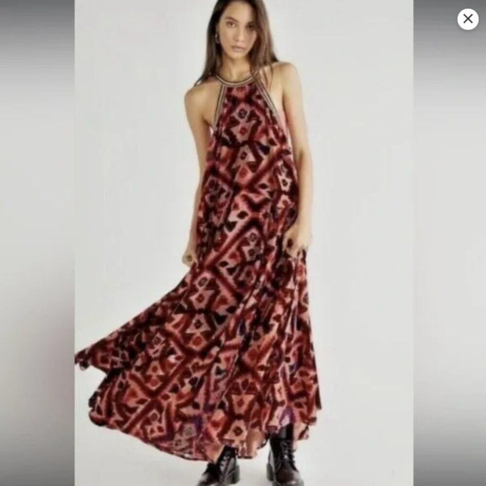 Free People Micah Maxi Dress Velvet Burnout Racerback